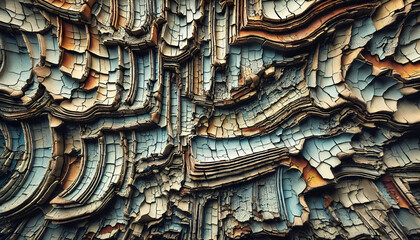 Cracked Paint Layers - Close-up of multiple layers of paint cracking and peeling away