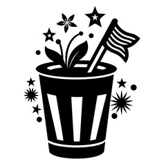 4th of july vector ,silhouette,statue of liberty american vector flag
