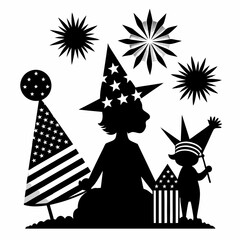 4th of july vector ,silhouette,statue of liberty american vector flag
