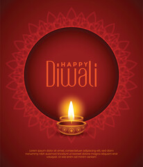 Happy Diwali festival with diya decoration vector