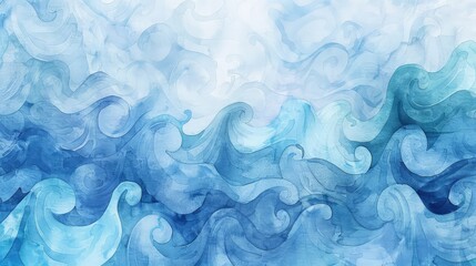 Obraz premium An elegant watercolor scene with layers of classic blue tones blending into swirling patterns, creating a vibrant yet calm backdrop.