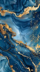 Fototapeta premium Stunning blue marble texture with gold accents and fluid patterns, suitable for backgrounds, design projects, and art.