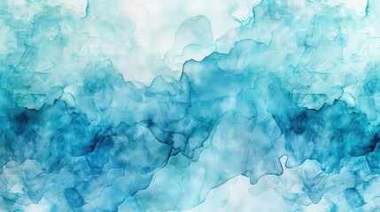 Obraz premium An ethereal watercolor backdrop with layers of classic blue and turquoise blending into each other, forming abstract patterns of movement.