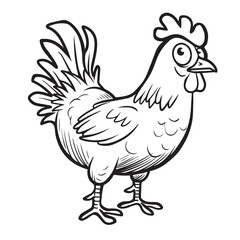 Chicken vector coloring page for kids