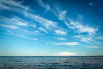 Summer Blue Sky Cloudscape Over Lake Michigan