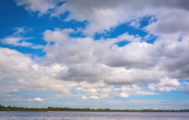 Summer Blue Sky Cloudscape Over Lake Michigan