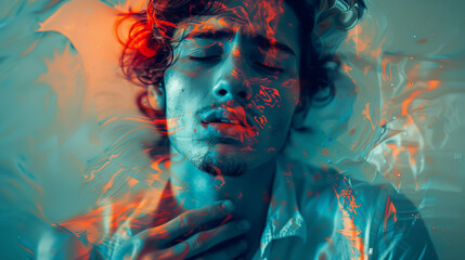 Man distressed and disoriented during a hallucinogenic bad trip.