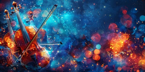Symphony of Colorful Dreams: Strings Amidst a Starry Night