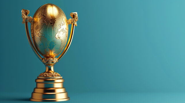 Rugby World Cup Trophy 2023 Isolated background 3D illustration