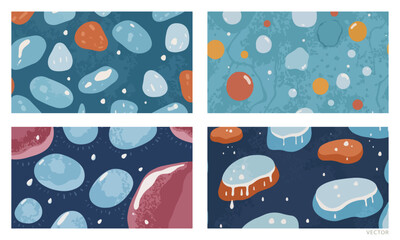 Obraz premium Set of Melting Ice with Water Droplets and Reflections, Poster Background, Vibrant Colors