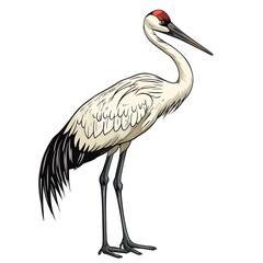 Obraz premium Crane Vintage fashion cartoon isolated whitebackground