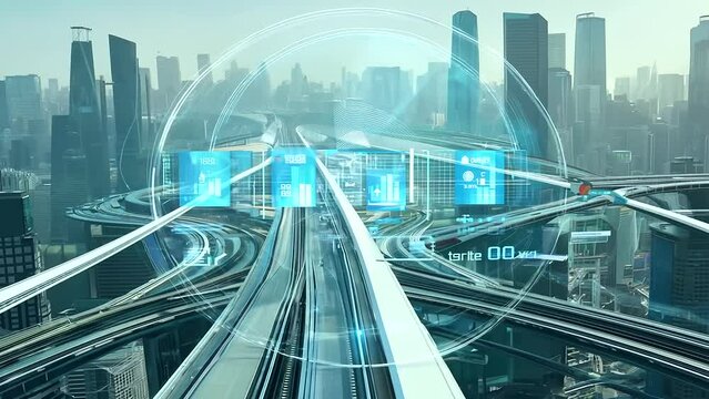 Over the shoulder of futuristic intercity transportation network