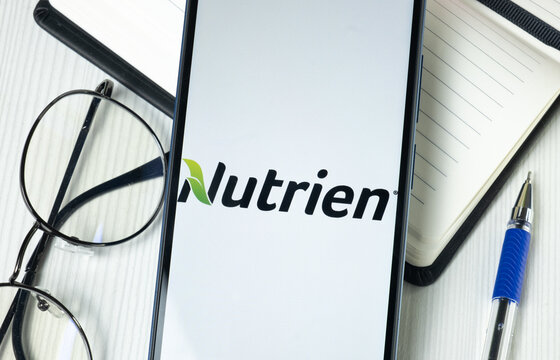 New York, USA - 30 June 2024: Nutrien Logo on Phone Screen, Company Icon