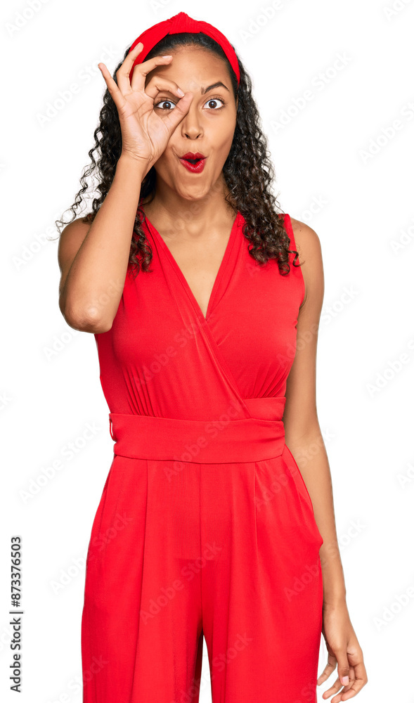 Canvas Prints young african american girl wearing elegant and sexy look doing ok gesture shocked with surprised fa