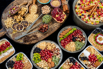 Ashure dessert with legumes and dried fruits named aşure or asure 