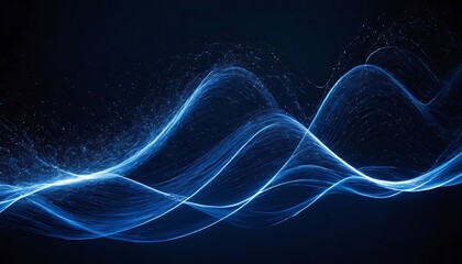 Fototapeta premium Mesmerizing Blue Light Waves Against a Deep Black Background