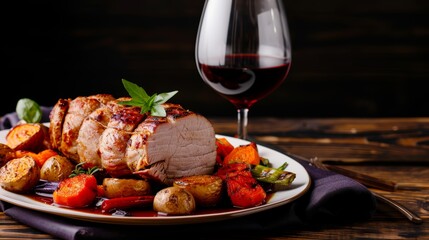 Elegant bistro scene with a classic Western dinner