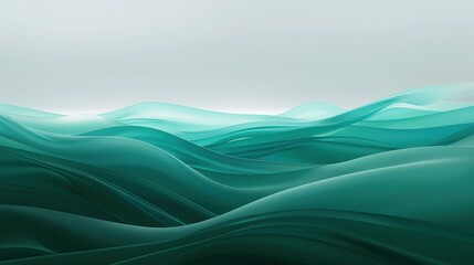 Fototapeta premium A 3D banner showcasing a smooth wave of color transitioning from deep sea green to turquoise, embodying a fresh and modern liquid gradient.