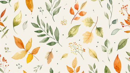 colorful plant leaf leaves pattern pencil autumn watercolor hand drawn natural illustration simple organic plants design botany botanical graphic art wallpaper nature background, minimal, clean design