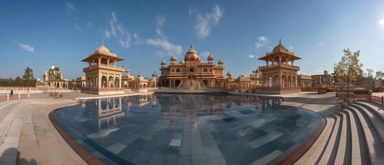 Fototapeta premium AI generator image of Dhamekh Stupa in Panchaytan temple ruins, Sarnath, Varanasi, India landmarks history is buddhist travel