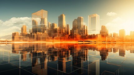 Obraz premium Graphite background, glass offices in vibrant tsvnt orange for a modern workspace design