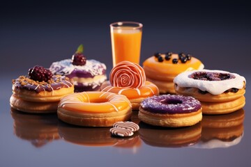Colorful assortment of freshly baked confectionery products in a charming display
