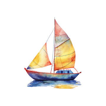 recommend clip art: abstract color silhouette of sailboat vector illustration in watercolor style