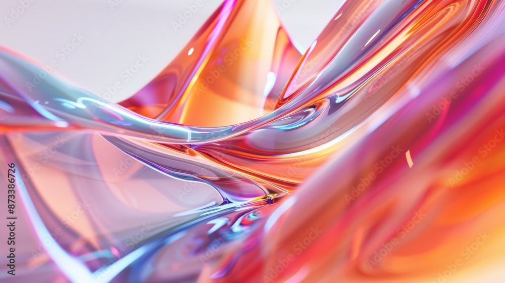 Aufkleber A striking abstract image featuring fluid shapes combined with vivid and colorful light reflections, creating a sense of energy and movement that's both dynamic and artistic.