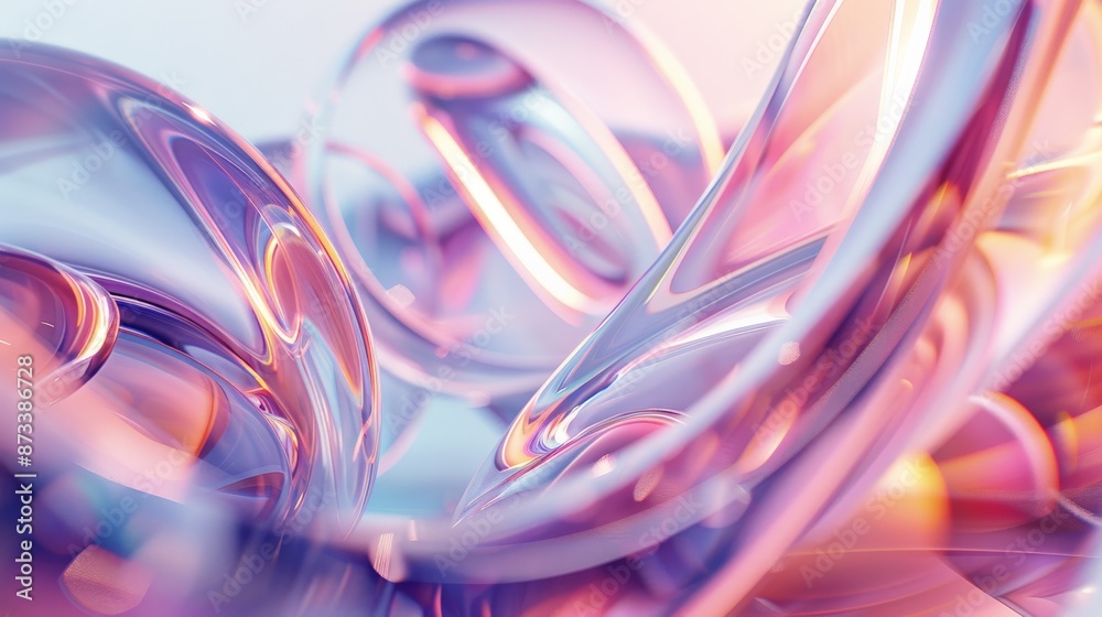 Poster This abstract image features intertwining purple and pink fluid shapes, creating a visually stunning digital artwork with a modern and sleek aesthetic.