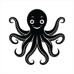 happy octopus on black vector