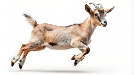 Obraz premium Jumping Goat Kid - Isolated White Background