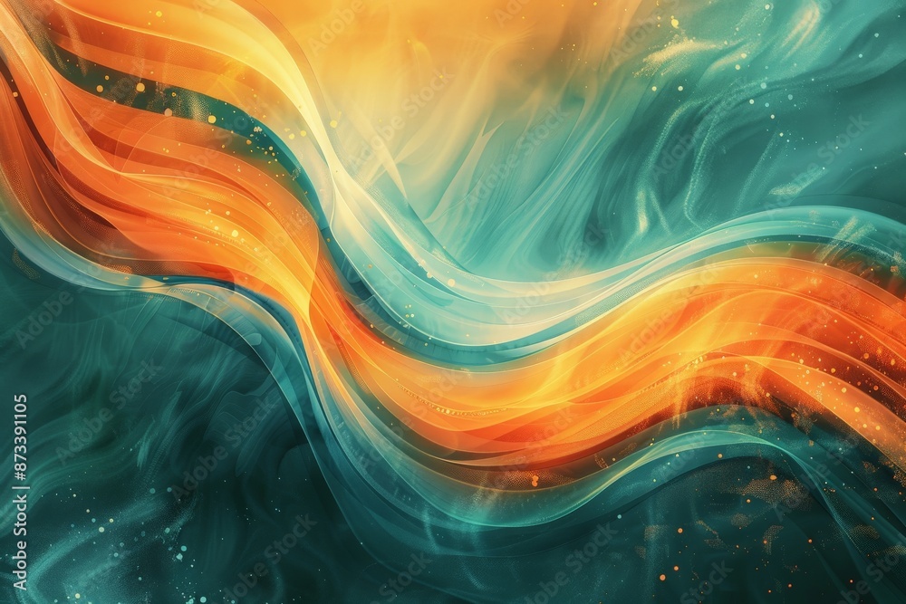 Leinwandbilder a visually captivating abstract image featuring flowing orange and teal swirls intertwined with stri