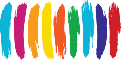 Set of colorful grunge brush strokes illustration 