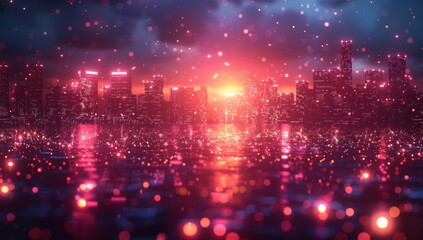 Obraz premium Cityscape with a Reddish Glow