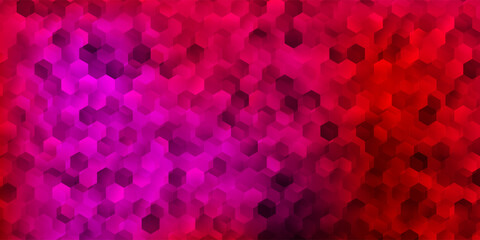 Dark purple, pink vector texture with colorful hexagons.