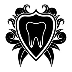 Dental logo icon vector silhouette on white background
