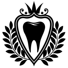 Dental logo icon vector silhouette on white background