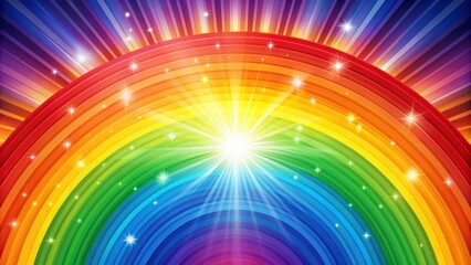 Obraz premium Rainbow Arc with Glowing Light and Stars