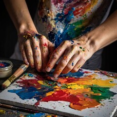 Obraz premium Abstract Art Studio, creative studio photo, painter with palette