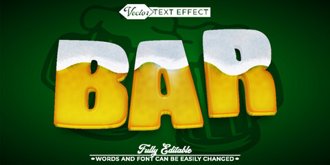 Alcohol Bar Beer Vector Editable Text Effect Template
