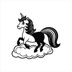 rainbow unicorn on clouds vector