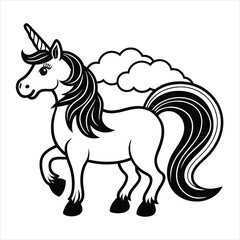 rainbow unicorn on clouds vector