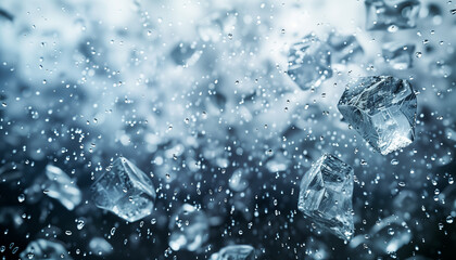 Realistic falling hailstones with detailed ice texture and varying sizes wallpaper.