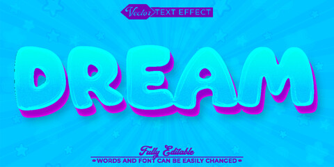 Cartoon Blue Baby Dream Vector Editable Text Effect Template