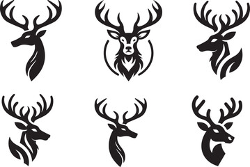 Set of deer vector icon