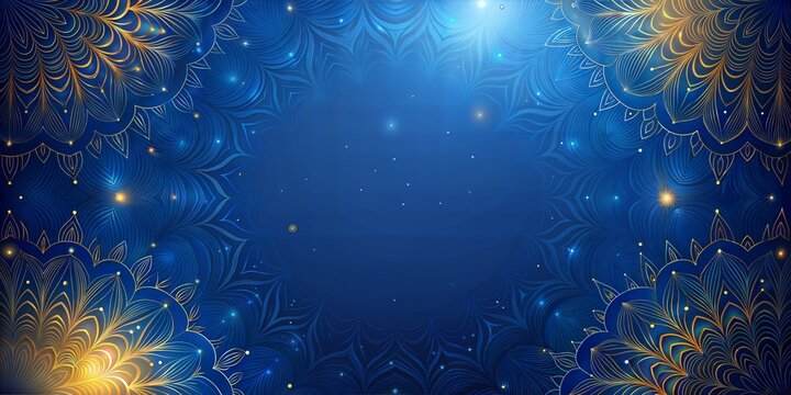 Golden mandala shining on a blue background with text space, perfect for diwali holiday celebrations and indian festivals
