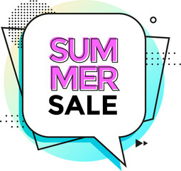 Summer sale banner discount or label template. Special offer tag for seasonal shopping discount promo advertisement. Vector illustration.