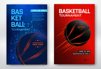 Basketball tournament modern sports posters design. Vector illustration.