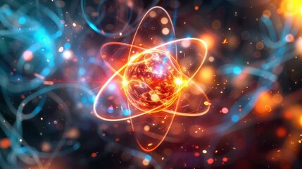 Energy of an atomic chemical reaction: atoms, protons, electrons.