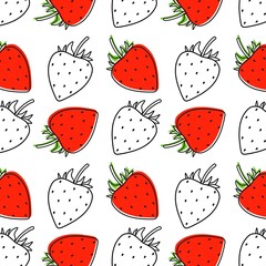 Raster repeating pattern with strawberries